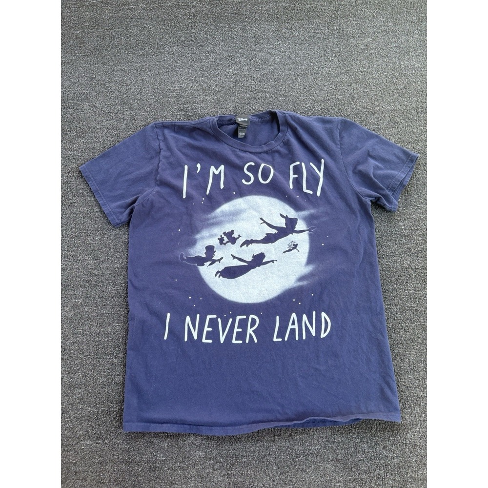 Disney Peter Pan T-Shirt Women's Large Navy I'm So Fly I Never Land Graphic
